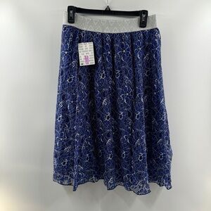 LuLaRoe Elegant Lola Skirt NWT – Women’s Medium Blue Lace Overlay